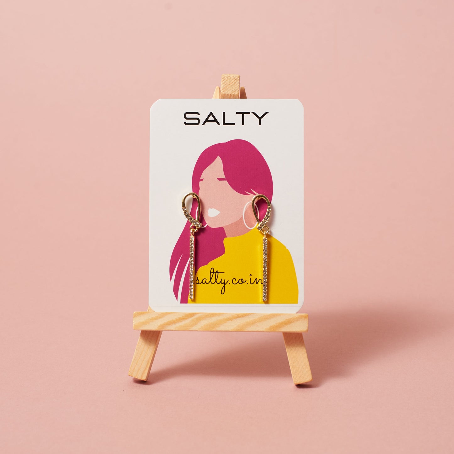 Waterdrop Shape Ribbon Dangle Zircon Earrings Salty