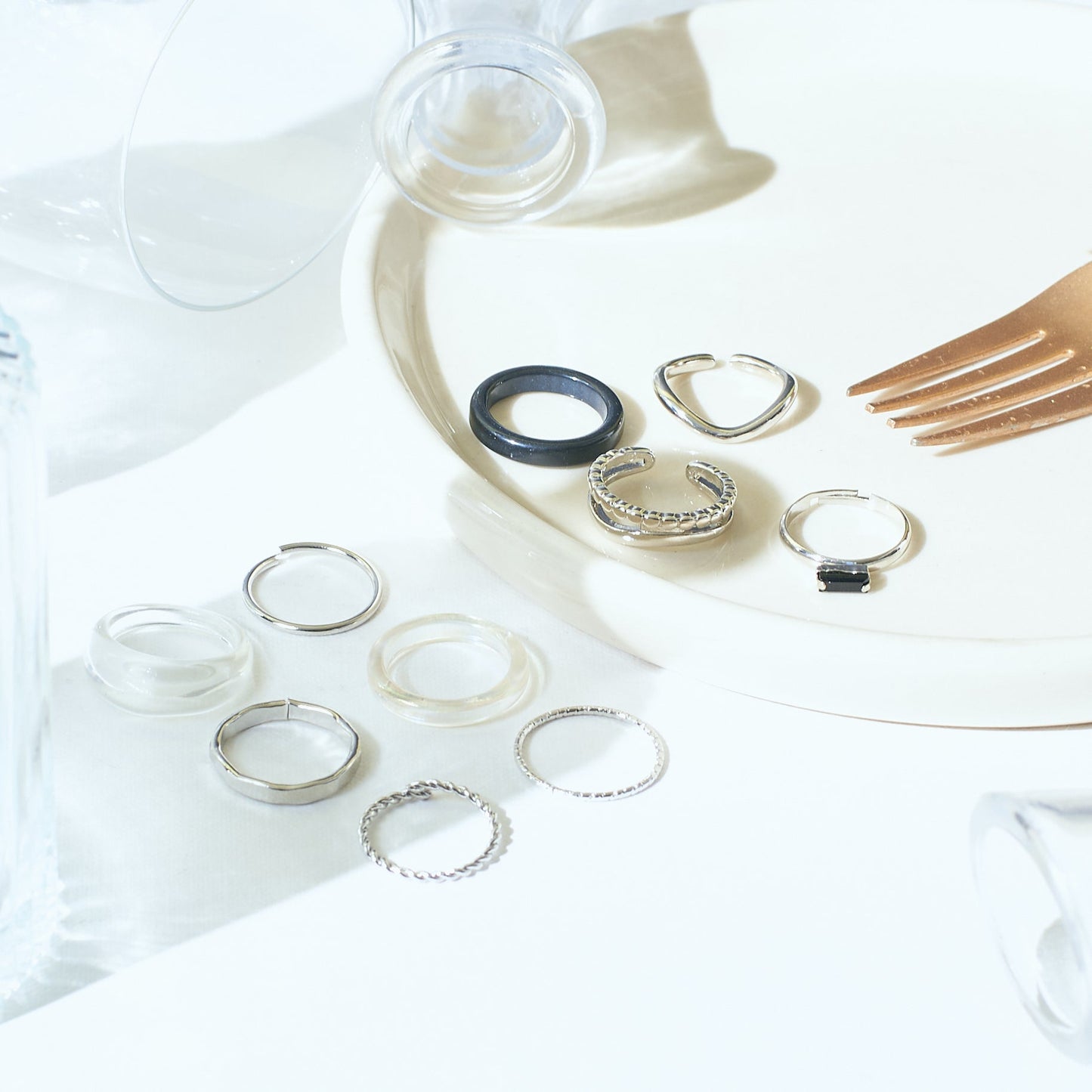 Set Of 10 Stackable Harmony Rings | Salty