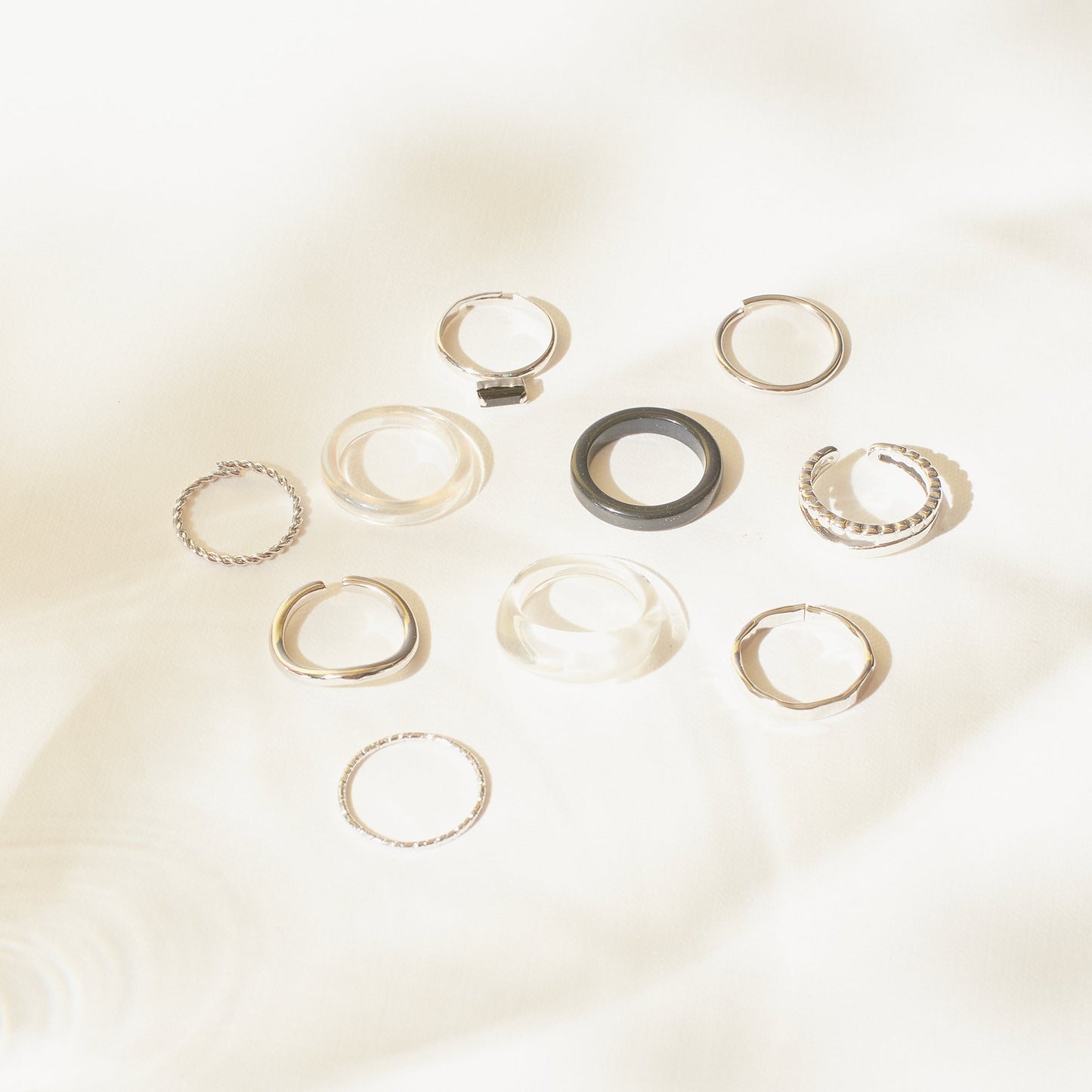 Set Of 10 Stackable Harmony Rings | Salty