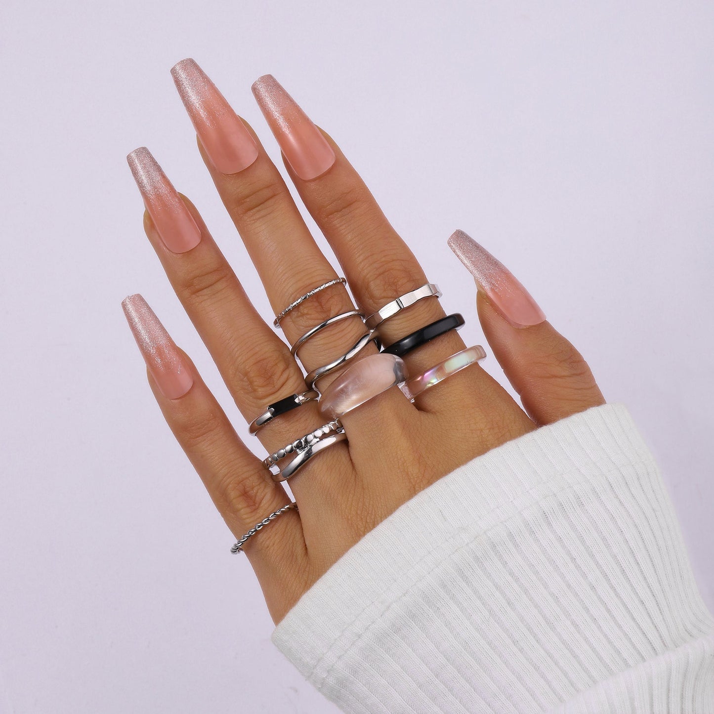 Set Of 10 Stackable Harmony Rings | Salty