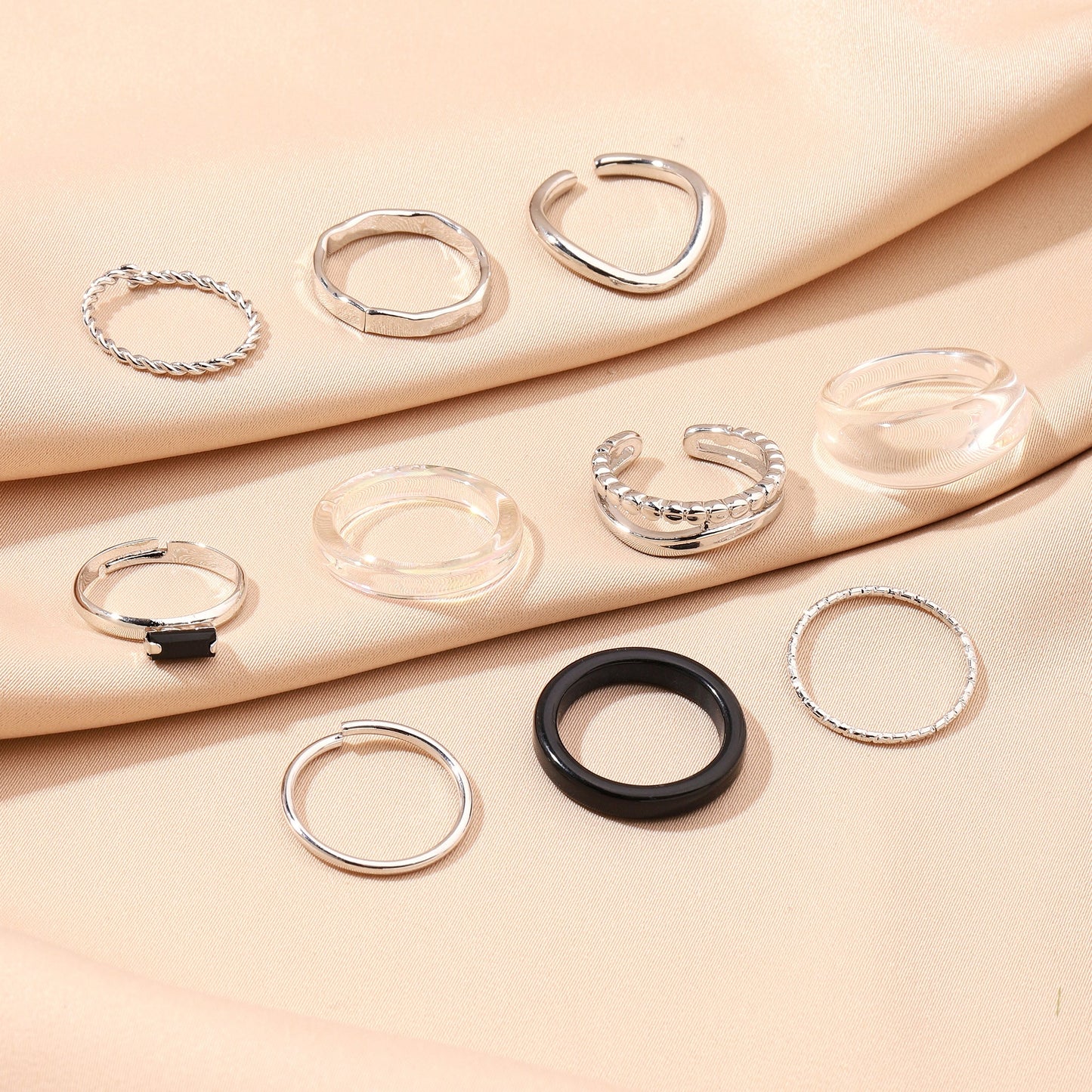 Set Of 10 Stackable Harmony Rings | Salty