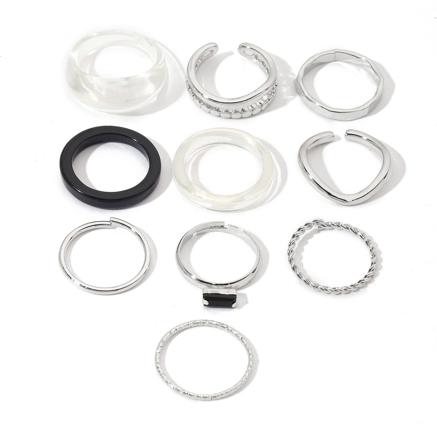 Set Of 10 Stackable Harmony Rings | Salty