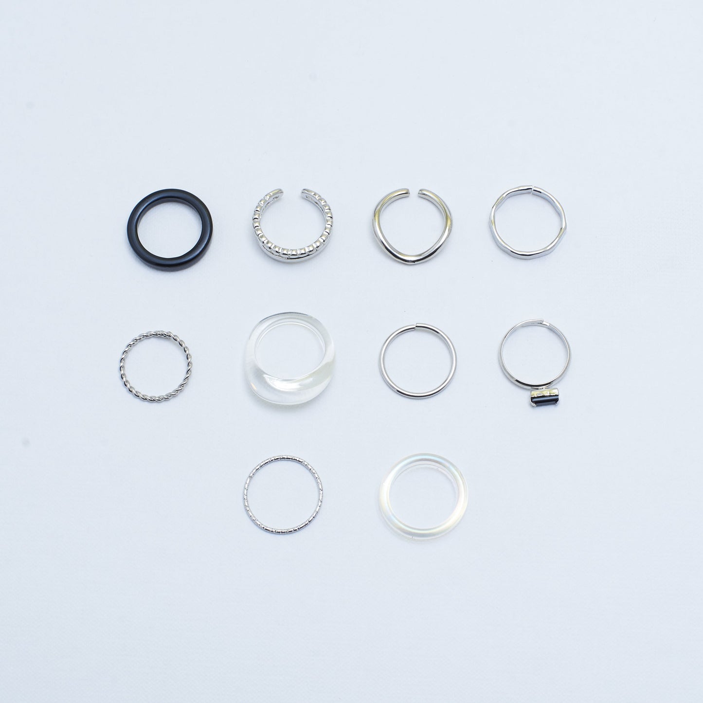 Set Of 10 Stackable Harmony Rings | Salty