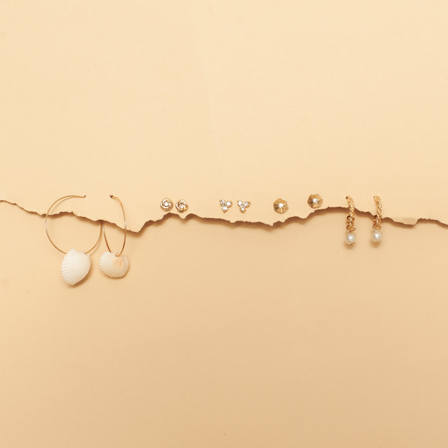 Set Of 5 Celestial Gold Earrings Salty