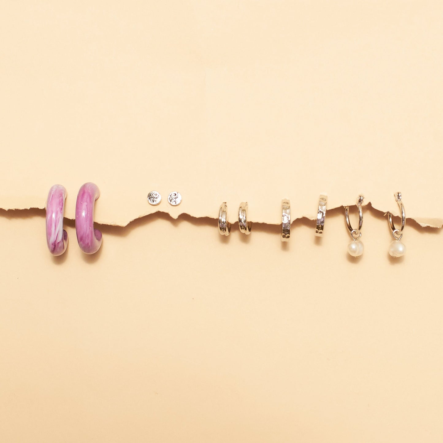 Set Of 5 Lavender Luxe Silver Earrings Salty