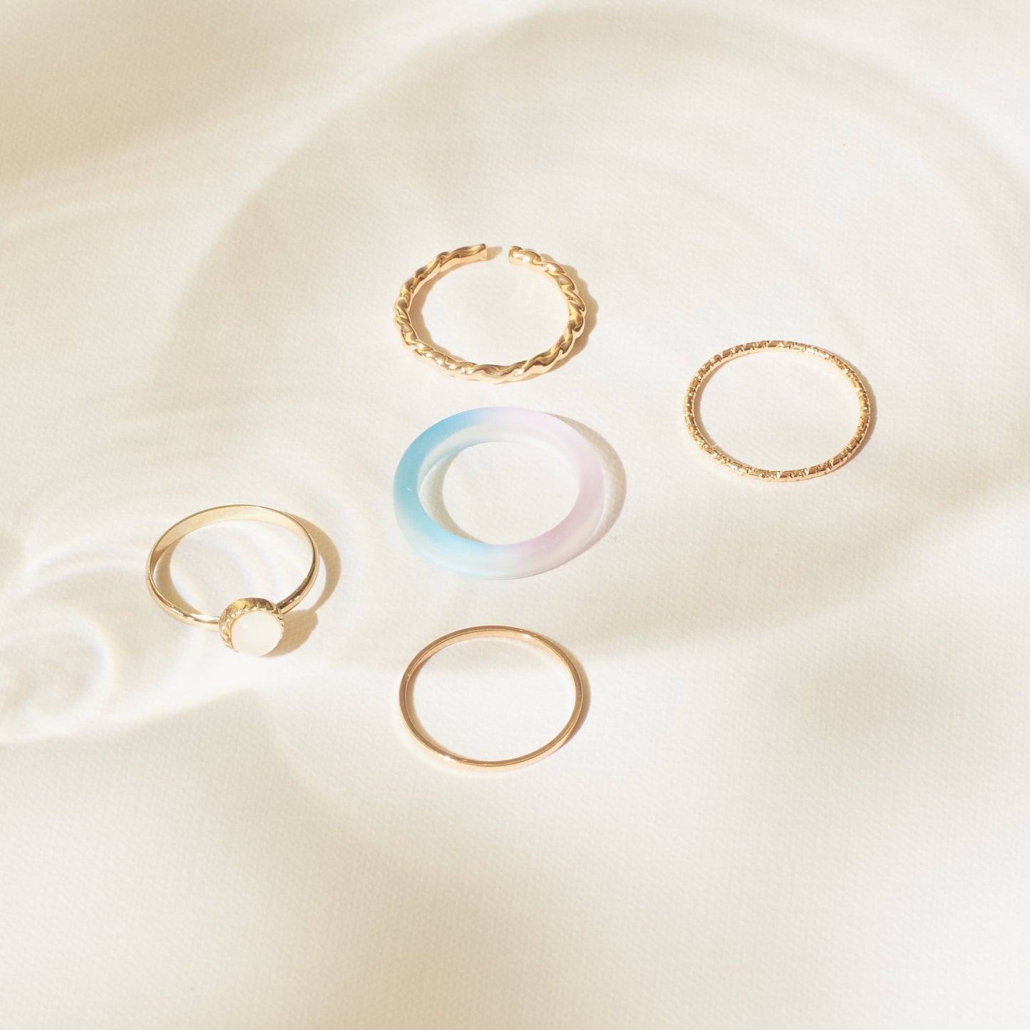 Set Of 5 Rain & Sunshine Rings | Salty