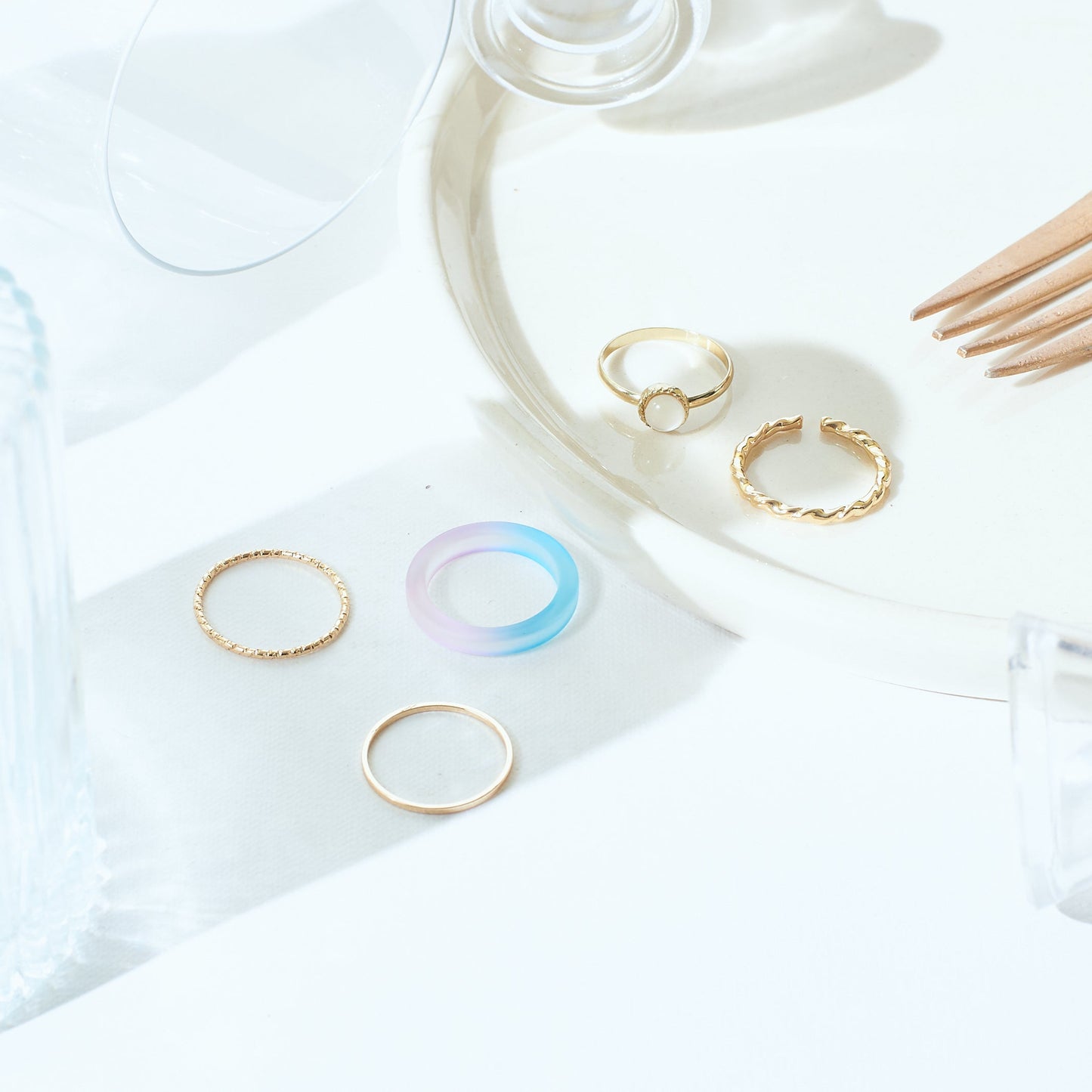 Set Of 5 Rain & Sunshine Rings | Salty
