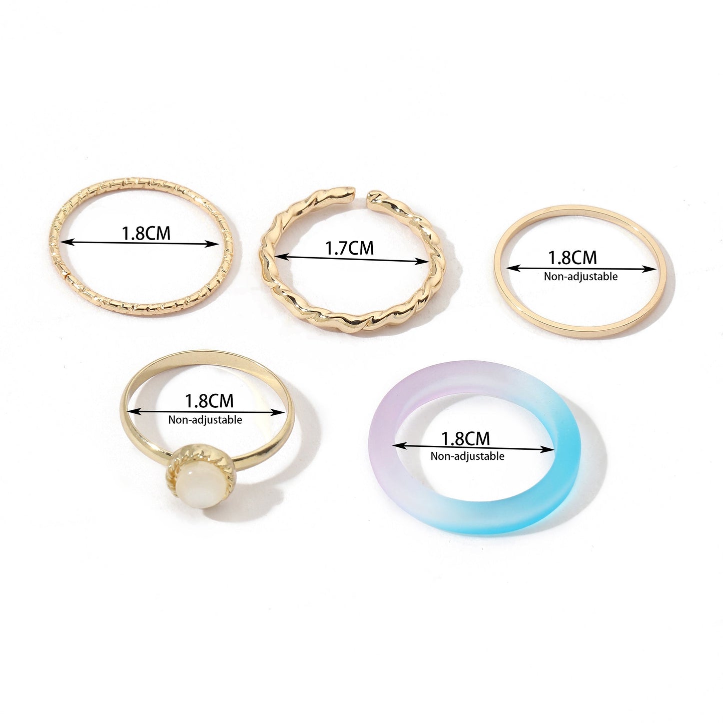 Set Of 5 Rain & Sunshine Rings | Salty