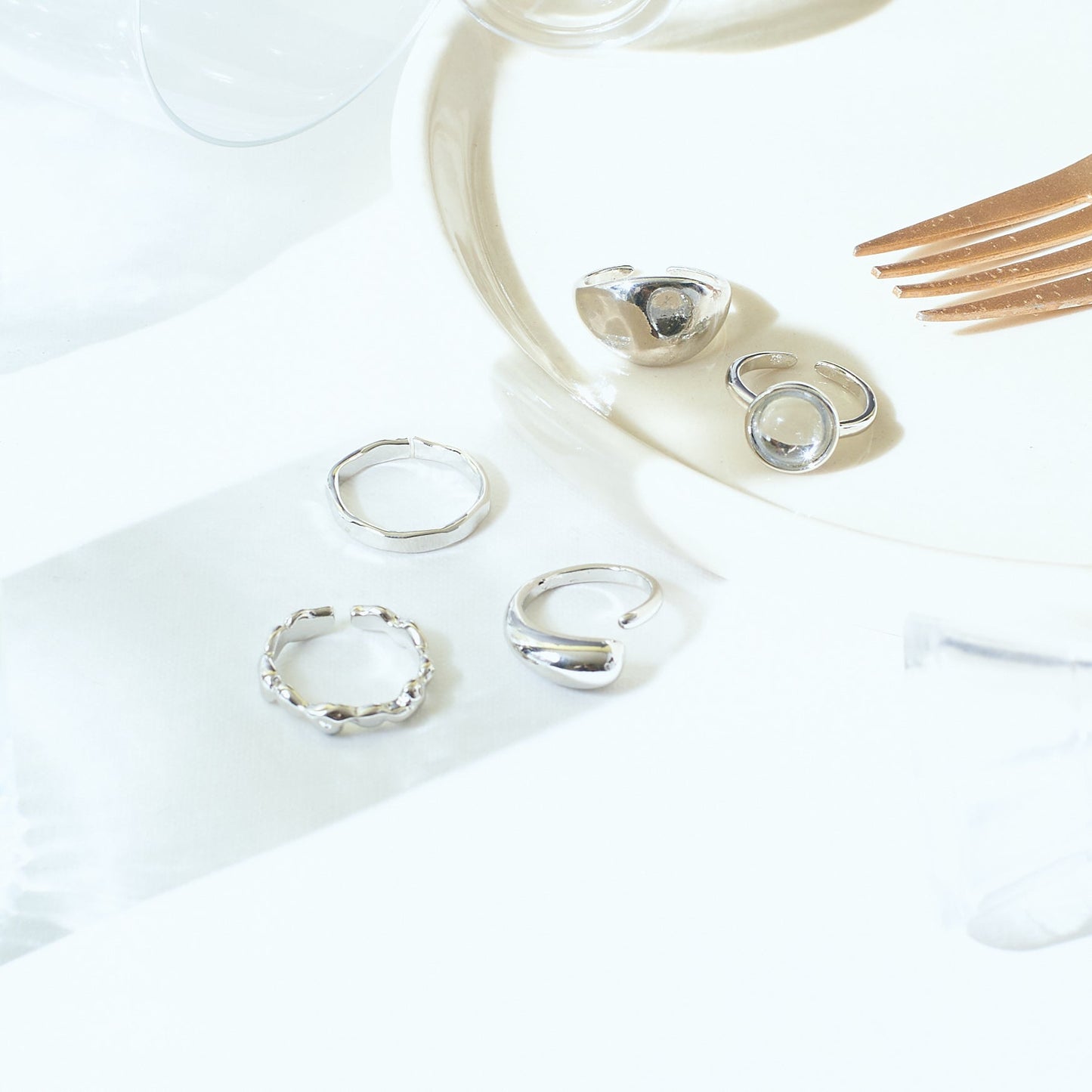 Set Of 5 Silver Sage Rings | Salty