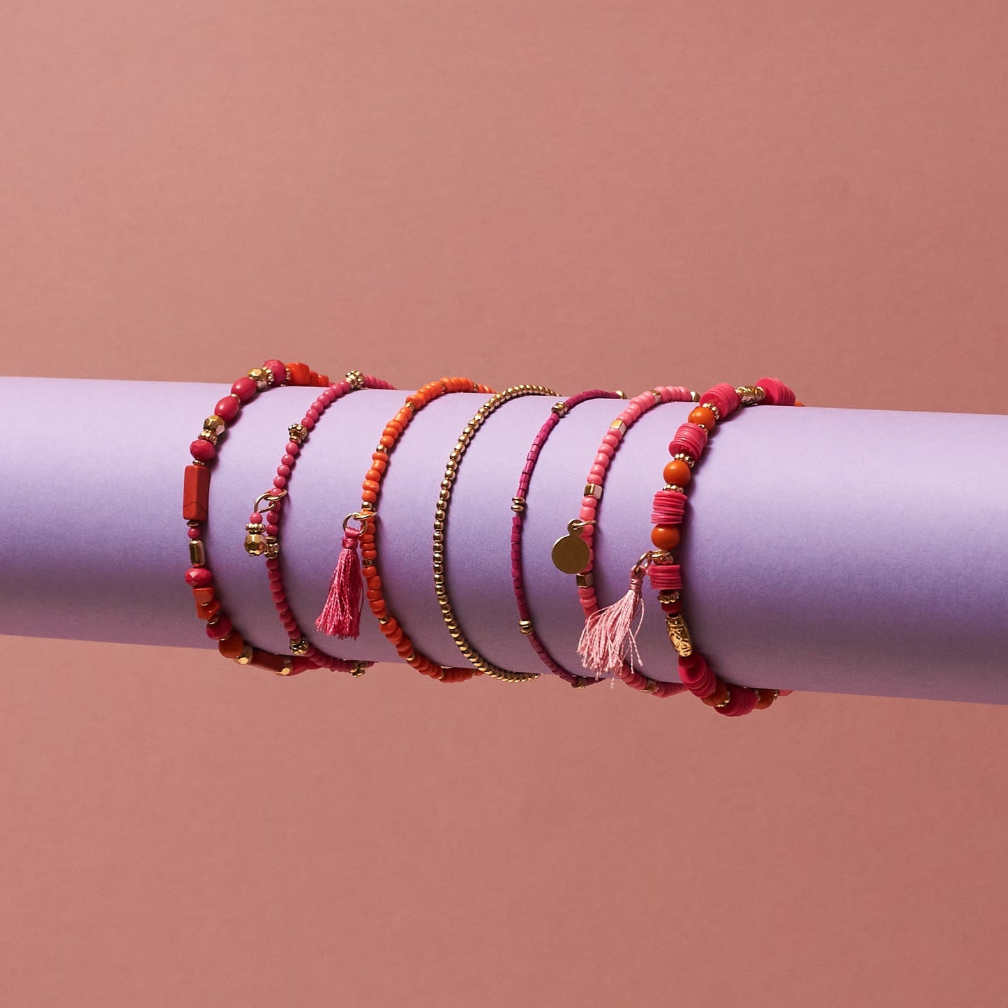 Set Of 7 Bohemian Bead Bliss Bands Salty