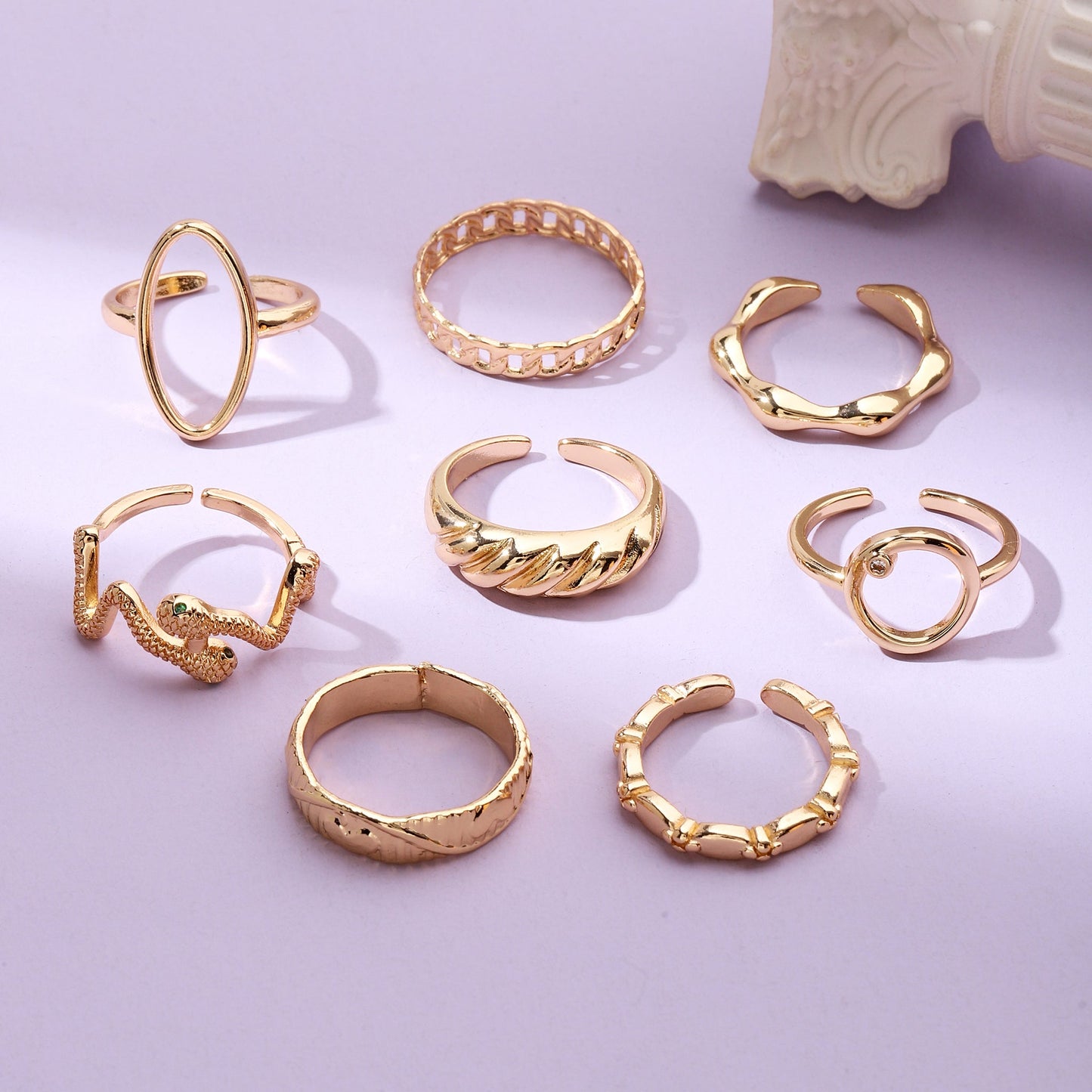 Set Of 8 Cascade of Love Rings | Salty