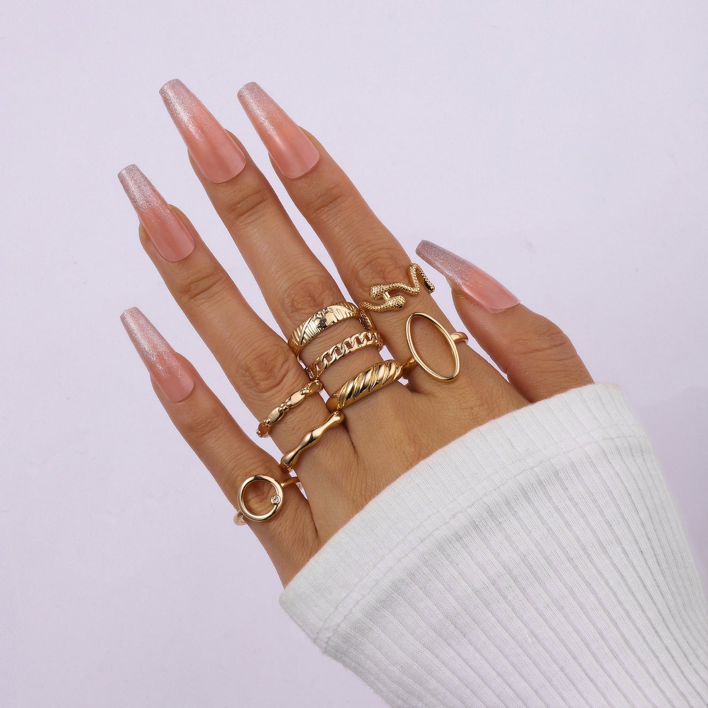 Set Of 8 Cascade of Love Rings | Salty