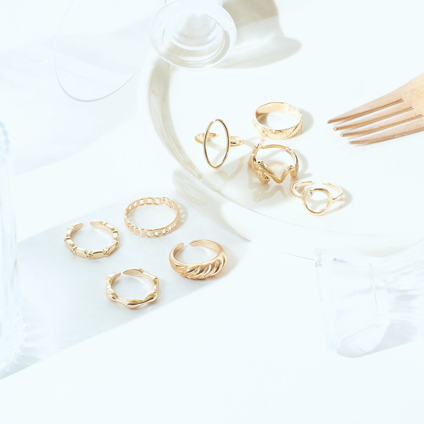 Set Of 8 Cascade of Love Rings | Salty