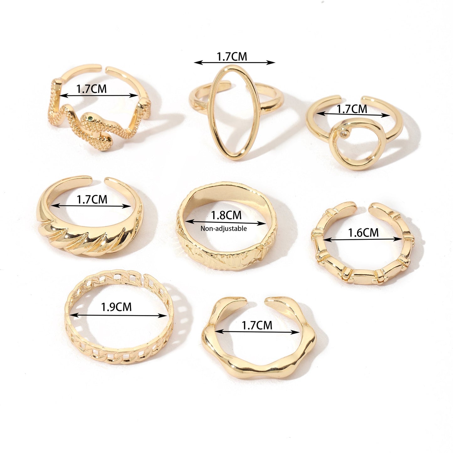 Set Of 8 Cascade of Love Rings | Salty