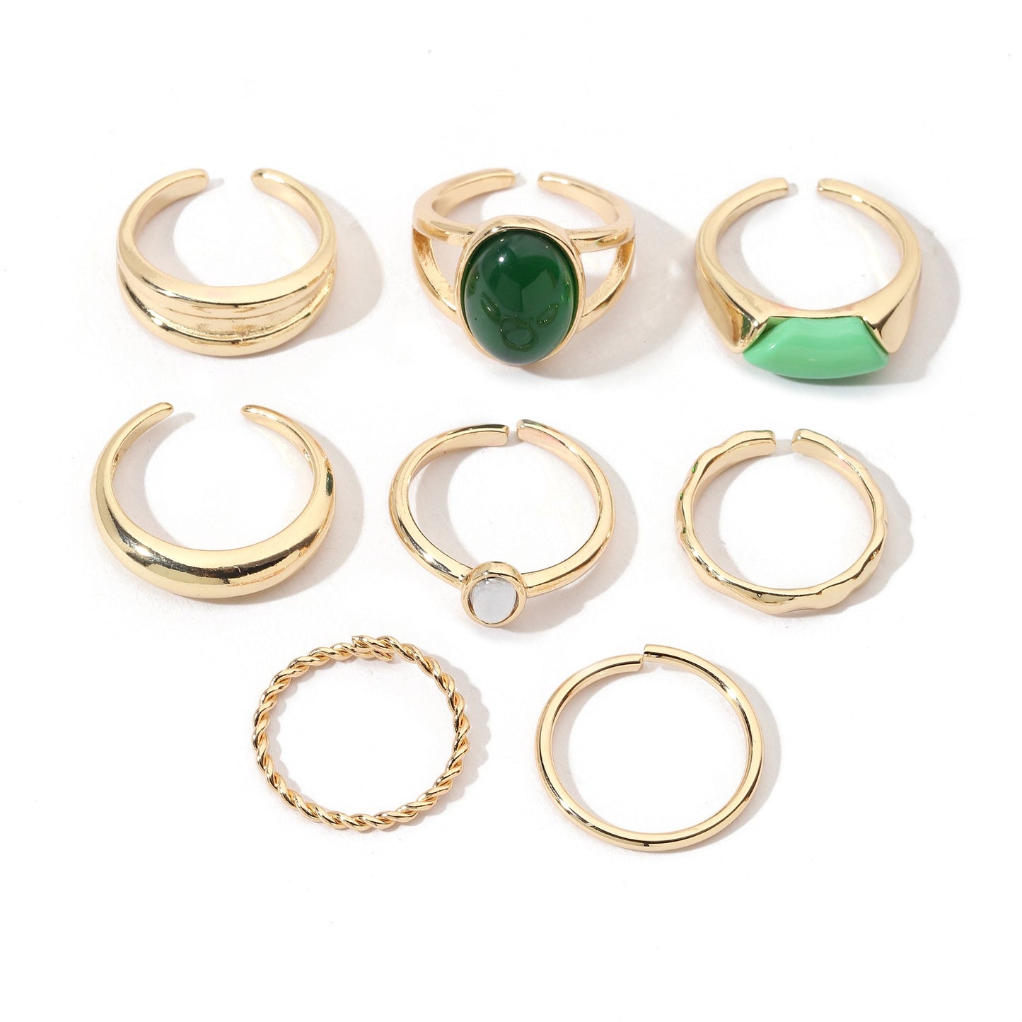Set Of 8 Ignite Emerald Rings | Salty