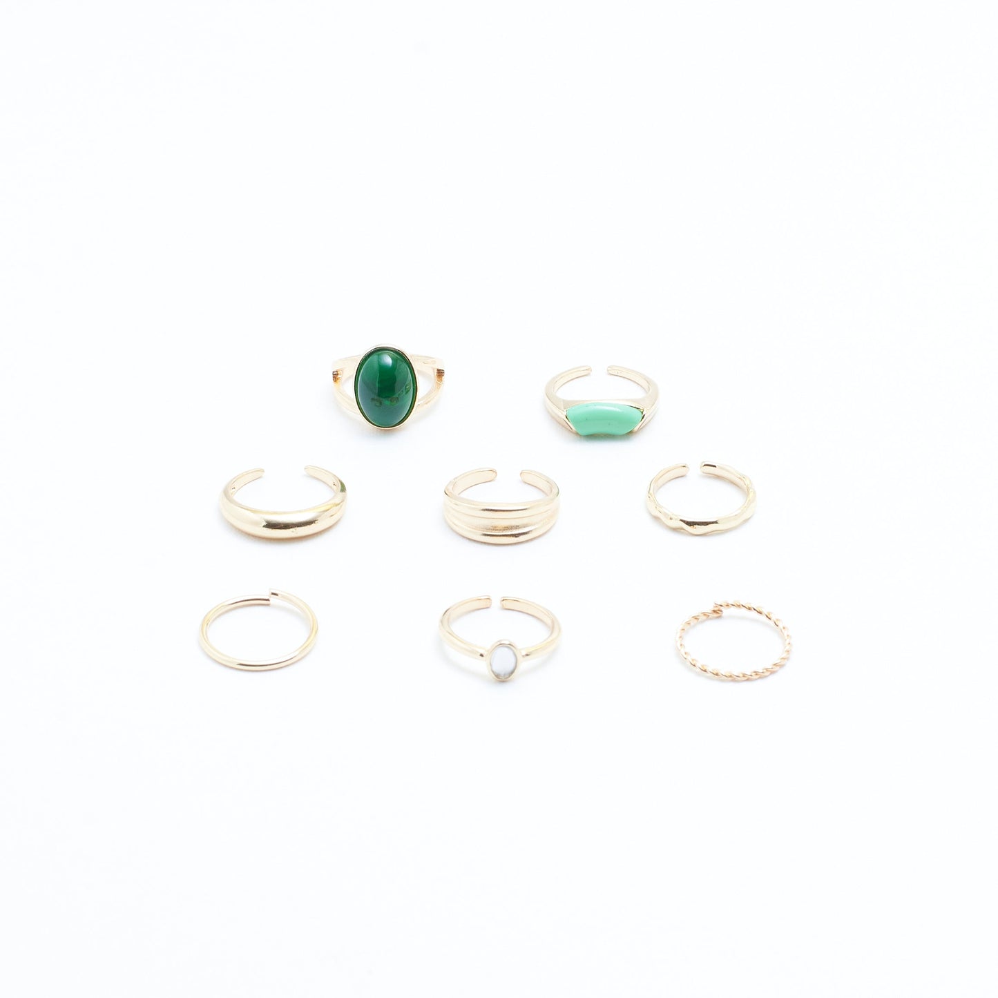 Set Of 8 Ignite Emerald Rings | Salty