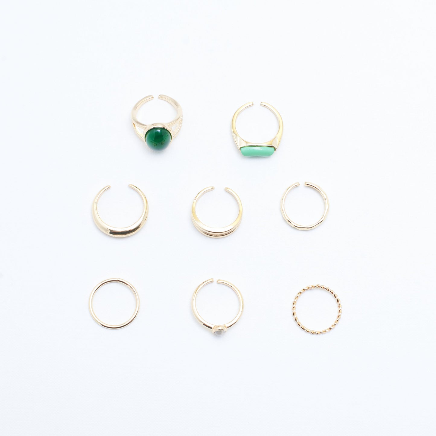 Set Of 8 Ignite Emerald Rings | Salty