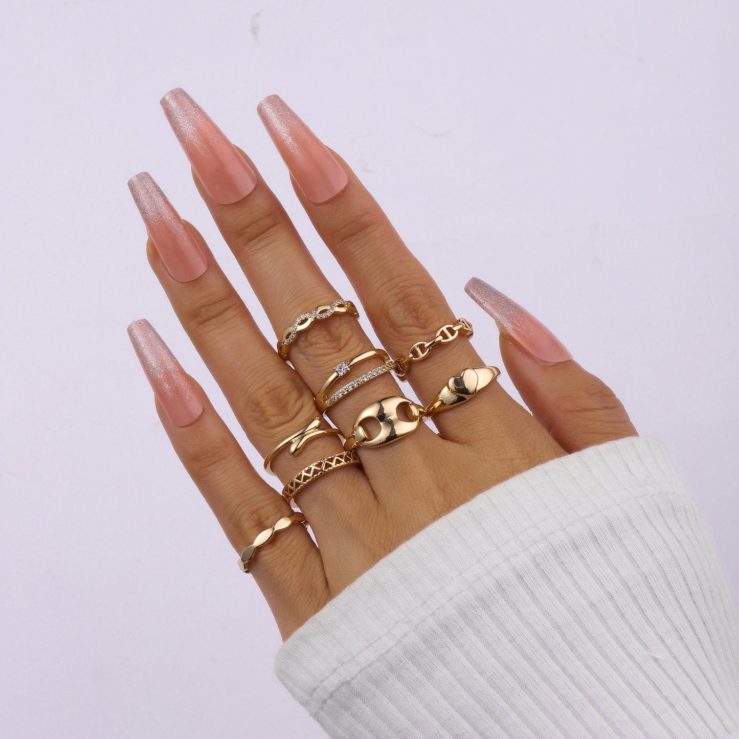 Set Of 8 Linked Eternity Rings | Salty