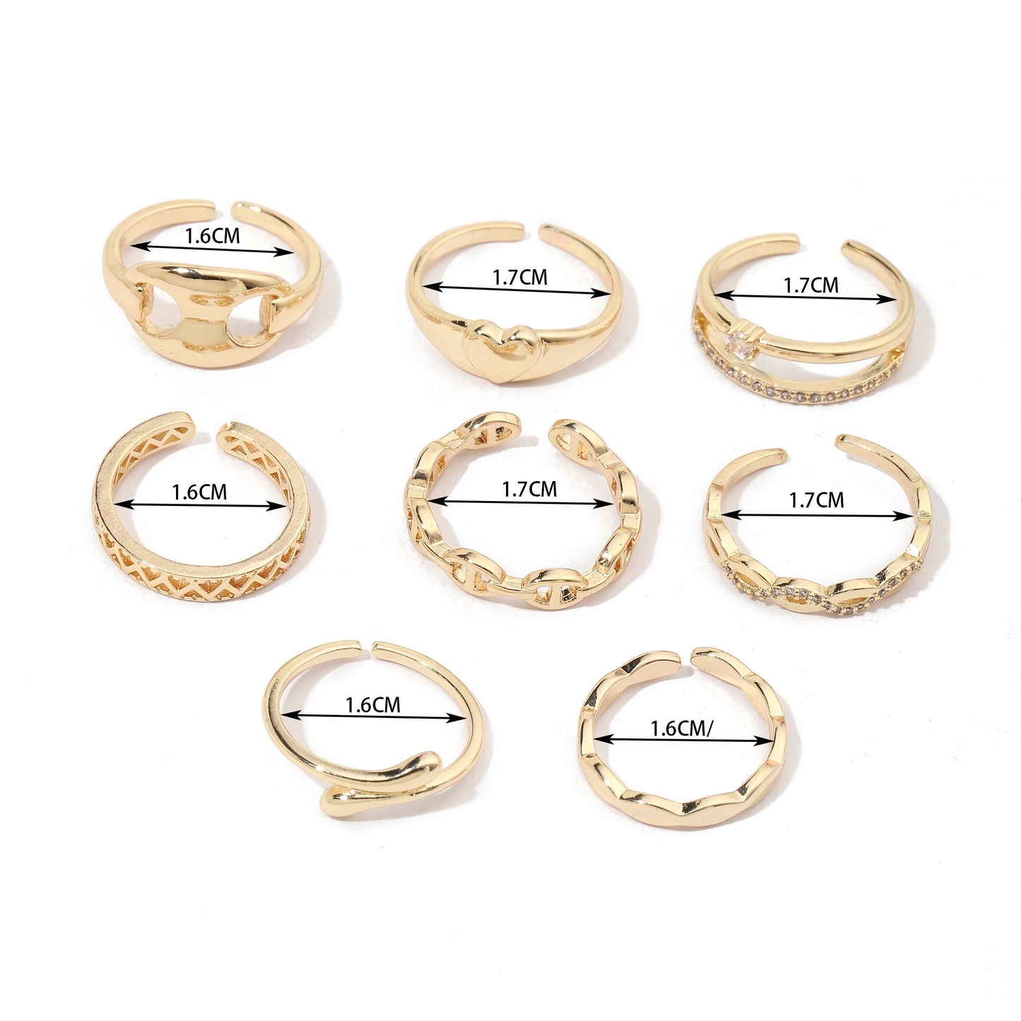 Set Of 8 Linked Eternity Rings | Salty