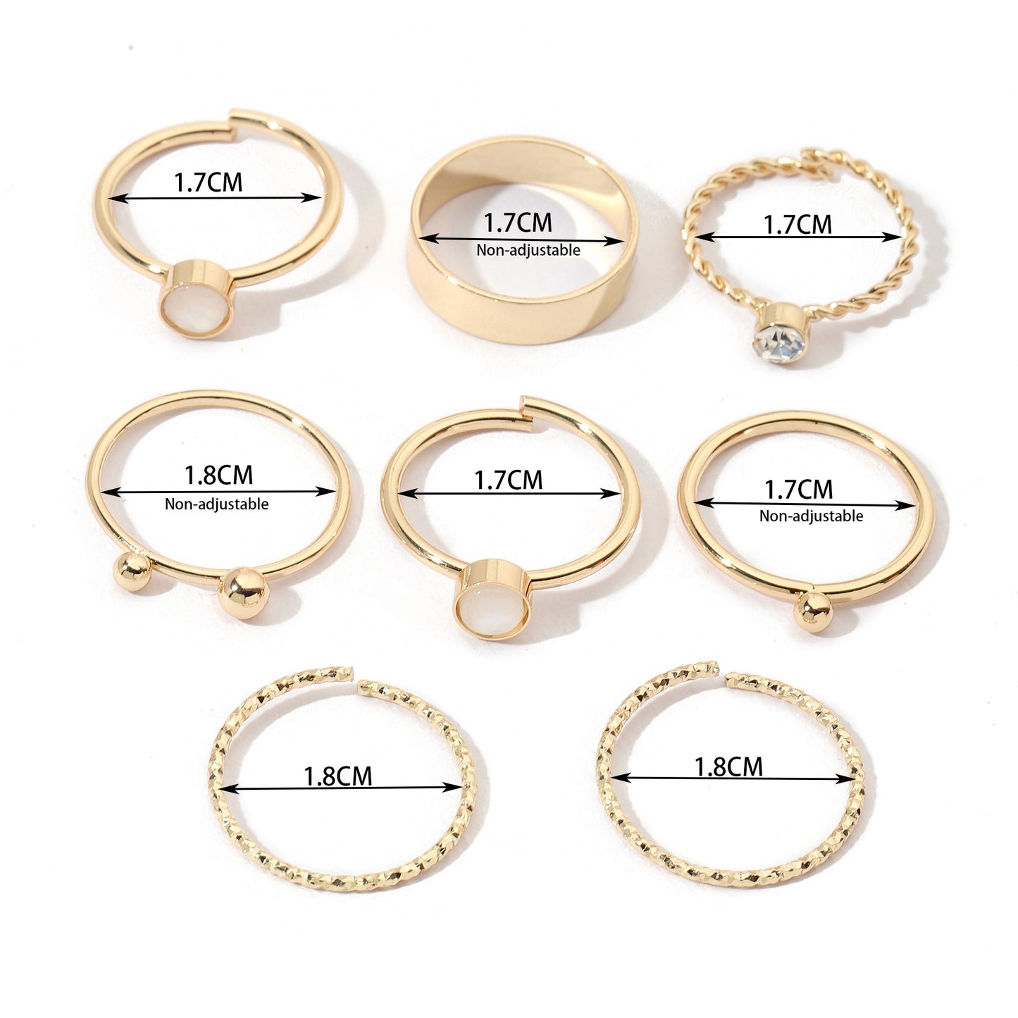 Set Of 8 Tiered Elegance Rings | Salty