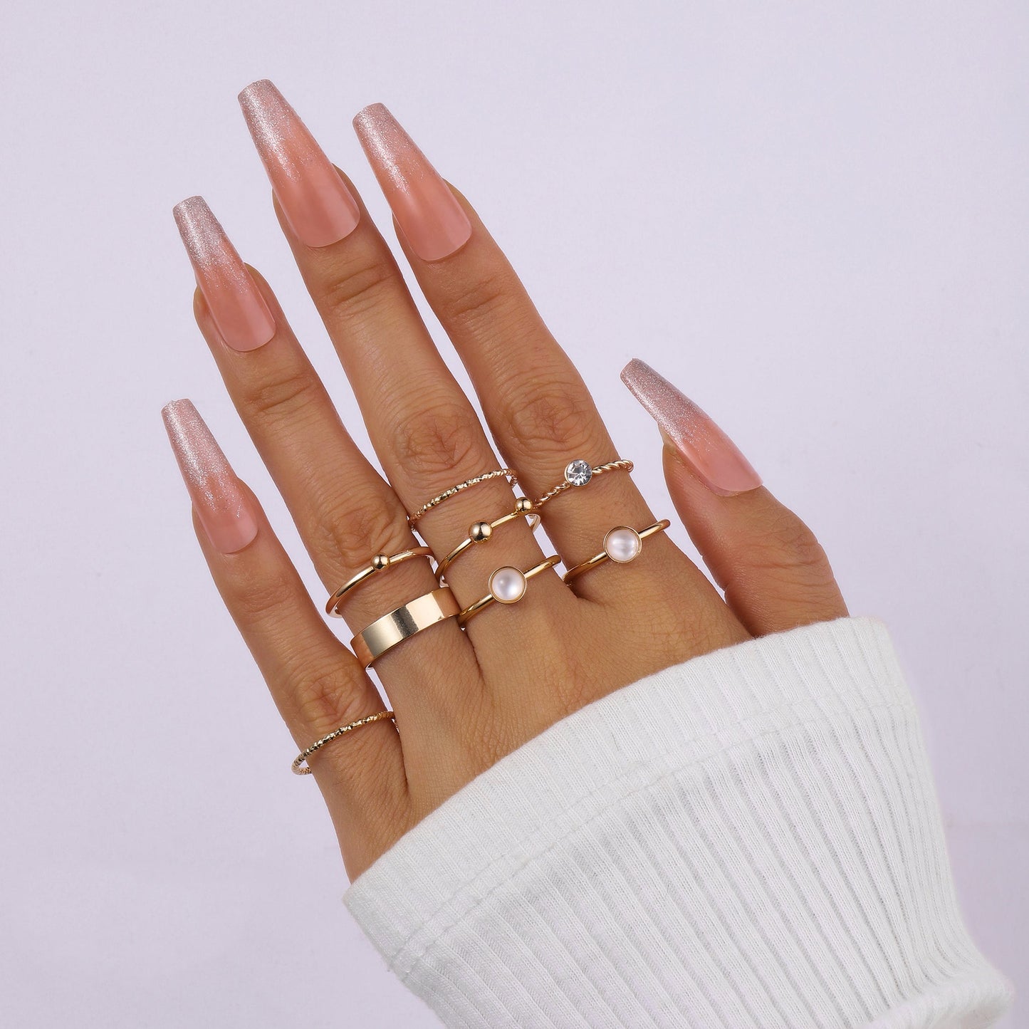 Set Of 8 Tiered Elegance Rings | Salty