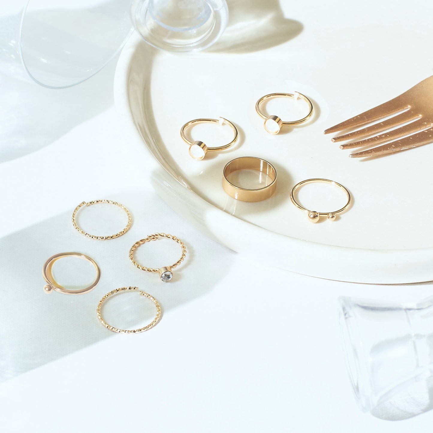 Set Of 8 Tiered Elegance Rings | Salty