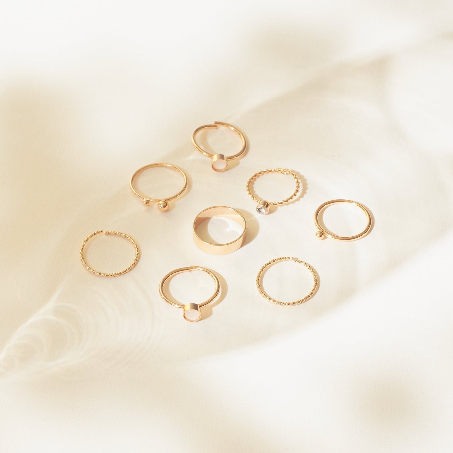 Set Of 8 Tiered Elegance Rings | Salty