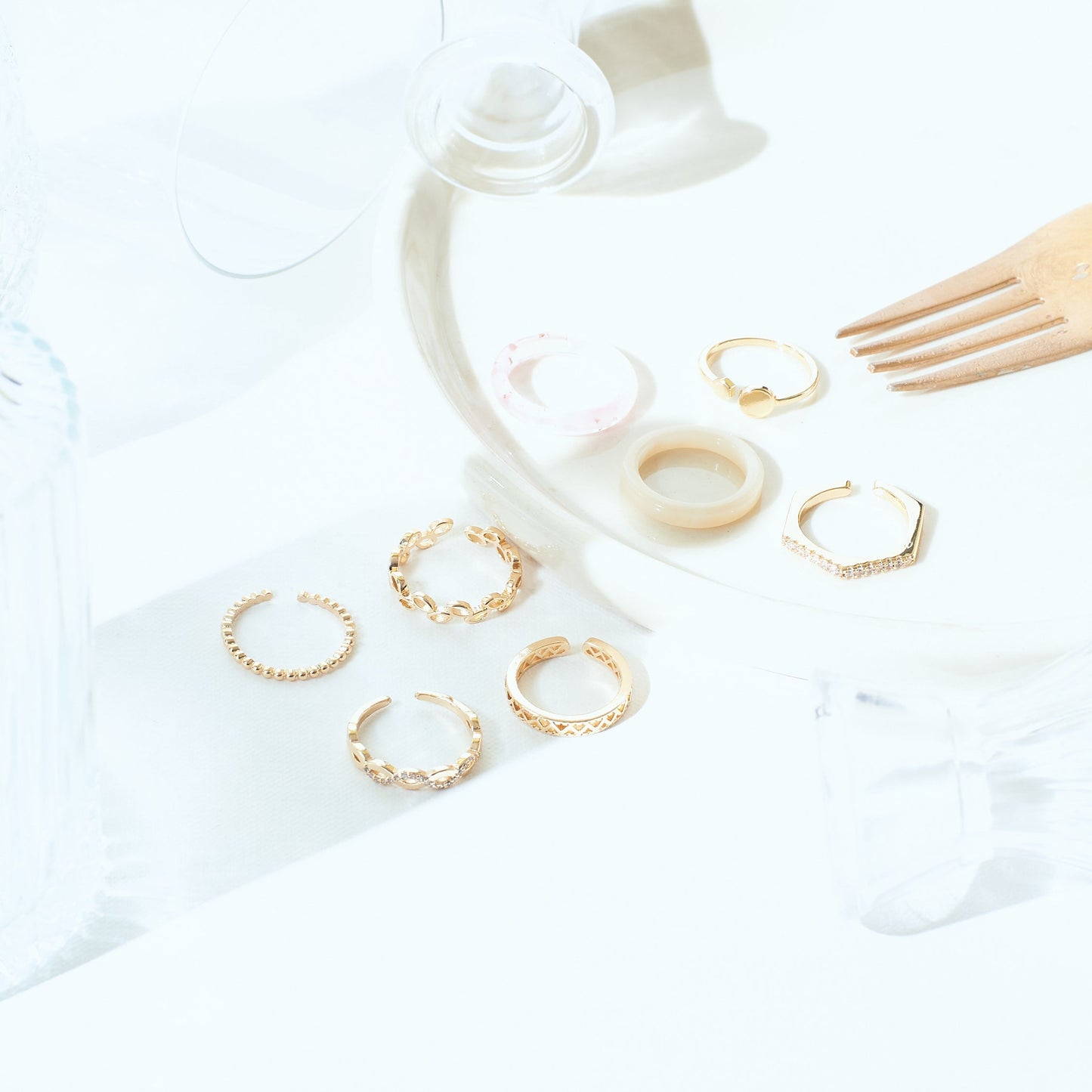 Set Of 8 Urban Chic Rings | Salty
