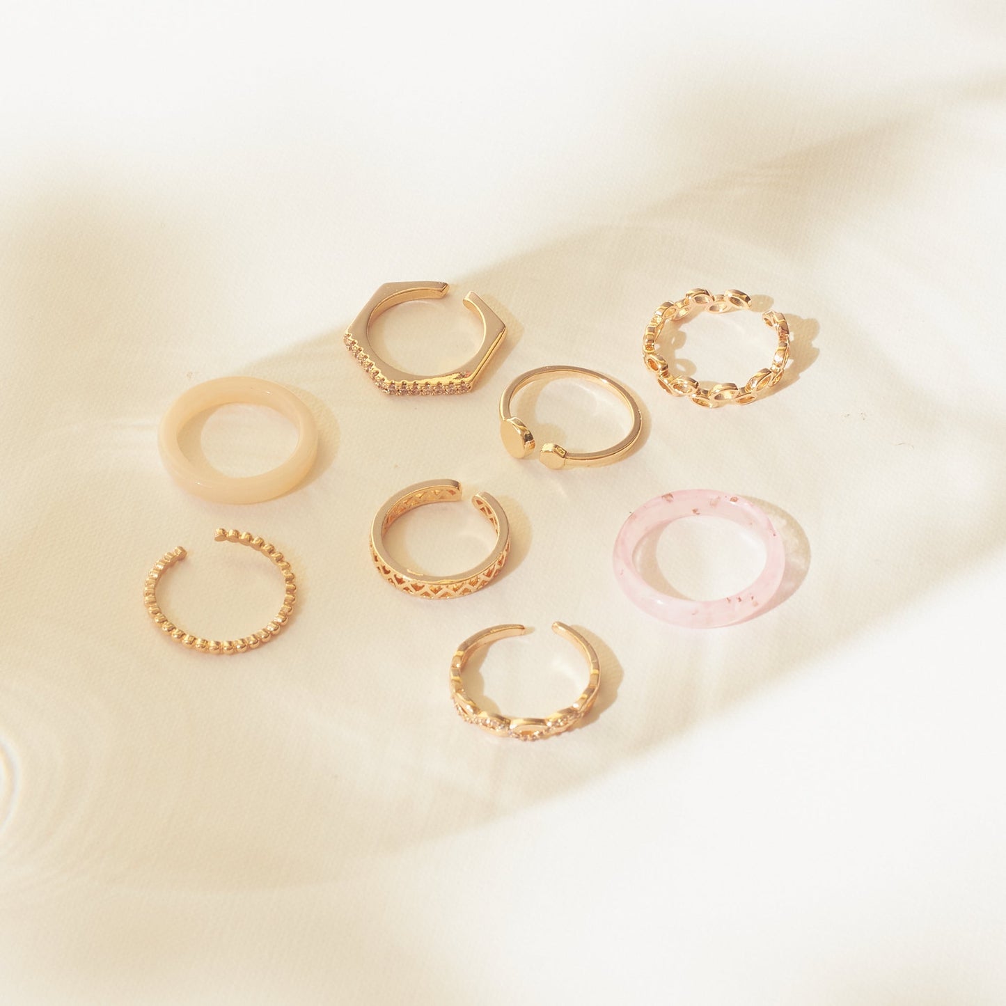 Set Of 8 Urban Chic Rings | Salty