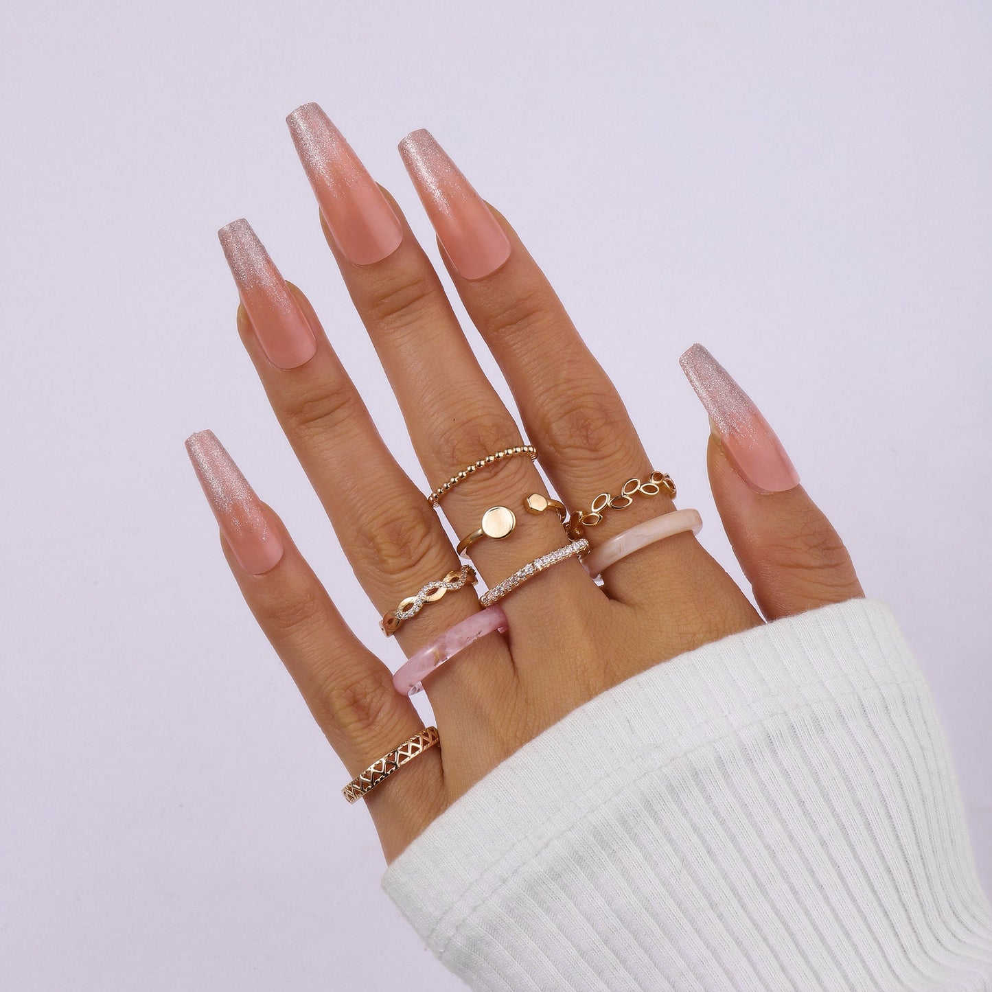 Set Of 8 Urban Chic Rings | Salty