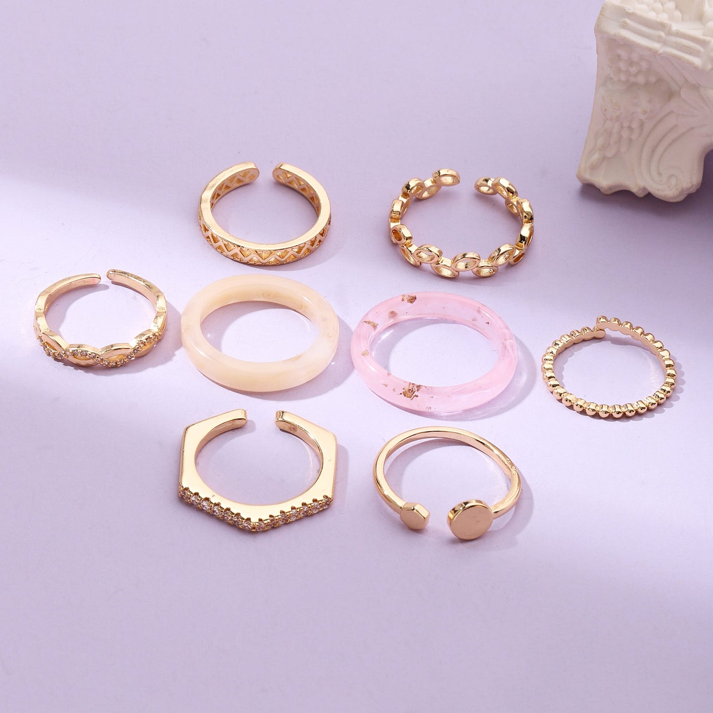 Set Of 8 Urban Chic Rings | Salty