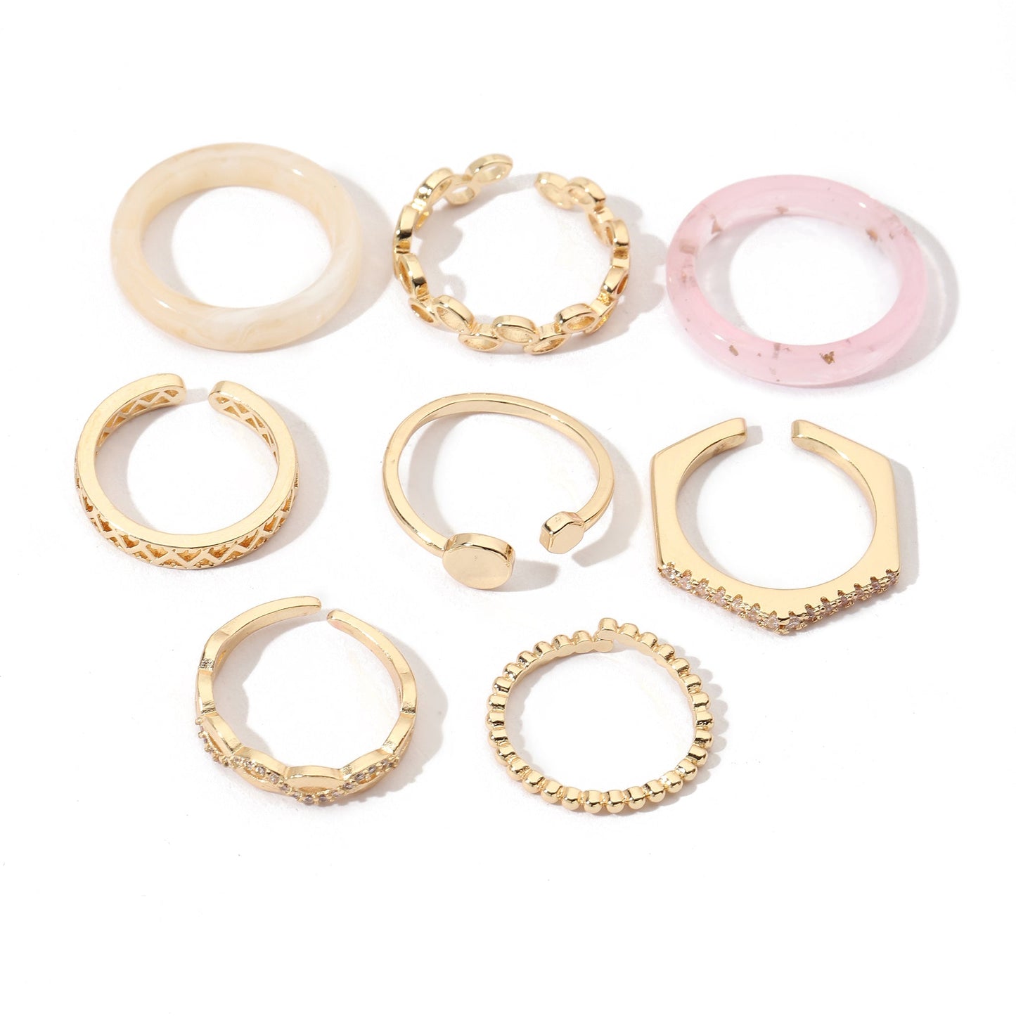 Set Of 8 Urban Chic Rings | Salty