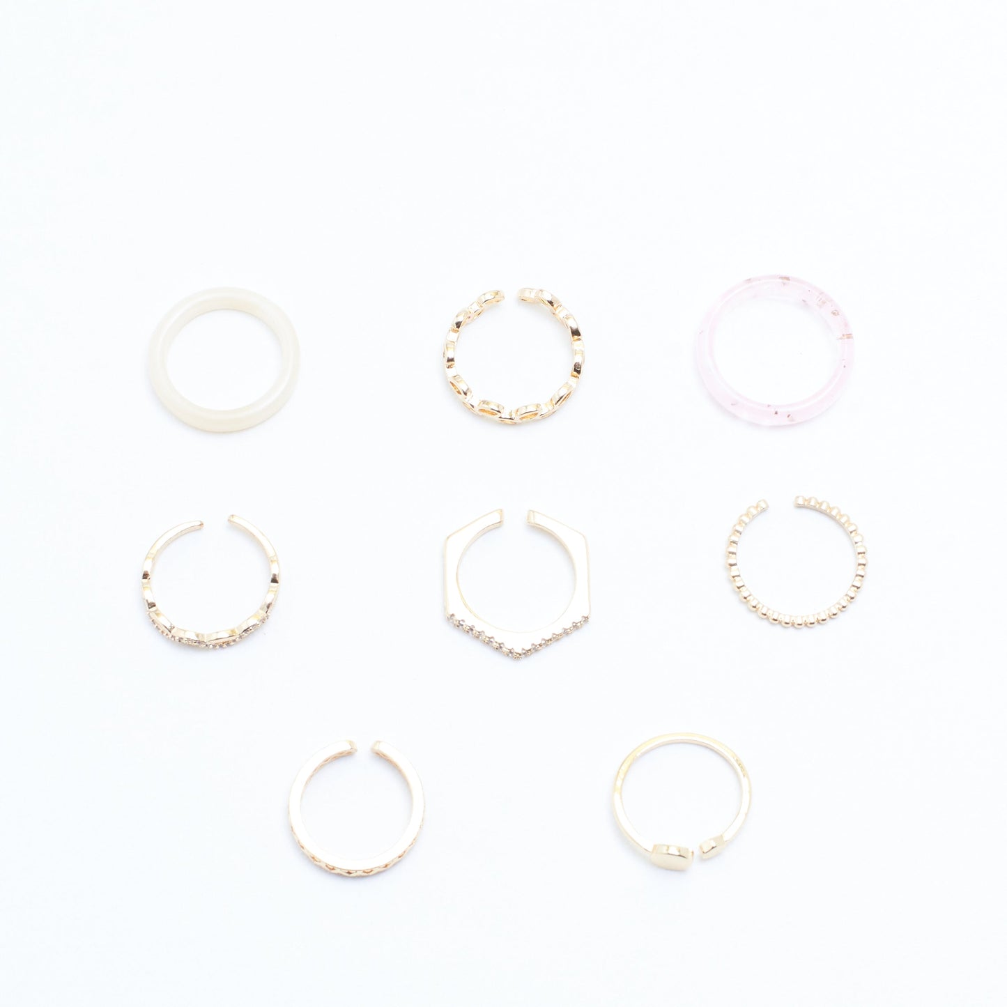 Set Of 8 Urban Chic Rings | Salty