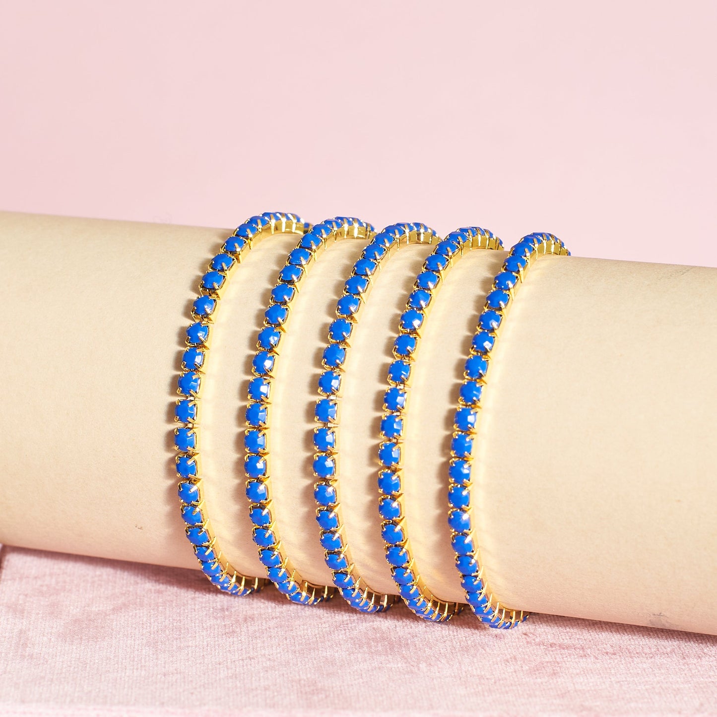 Set of 5 Blue Zircon Stackable Bands Salty