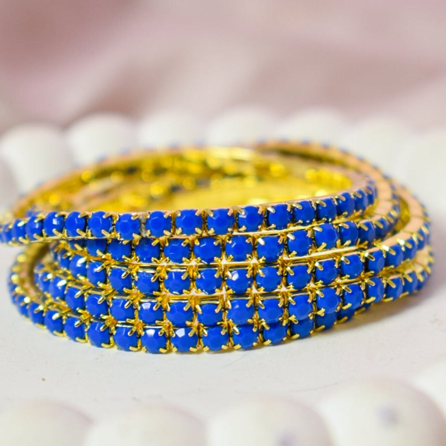 Set of 5 Blue Zircon Stackable Bands Salty