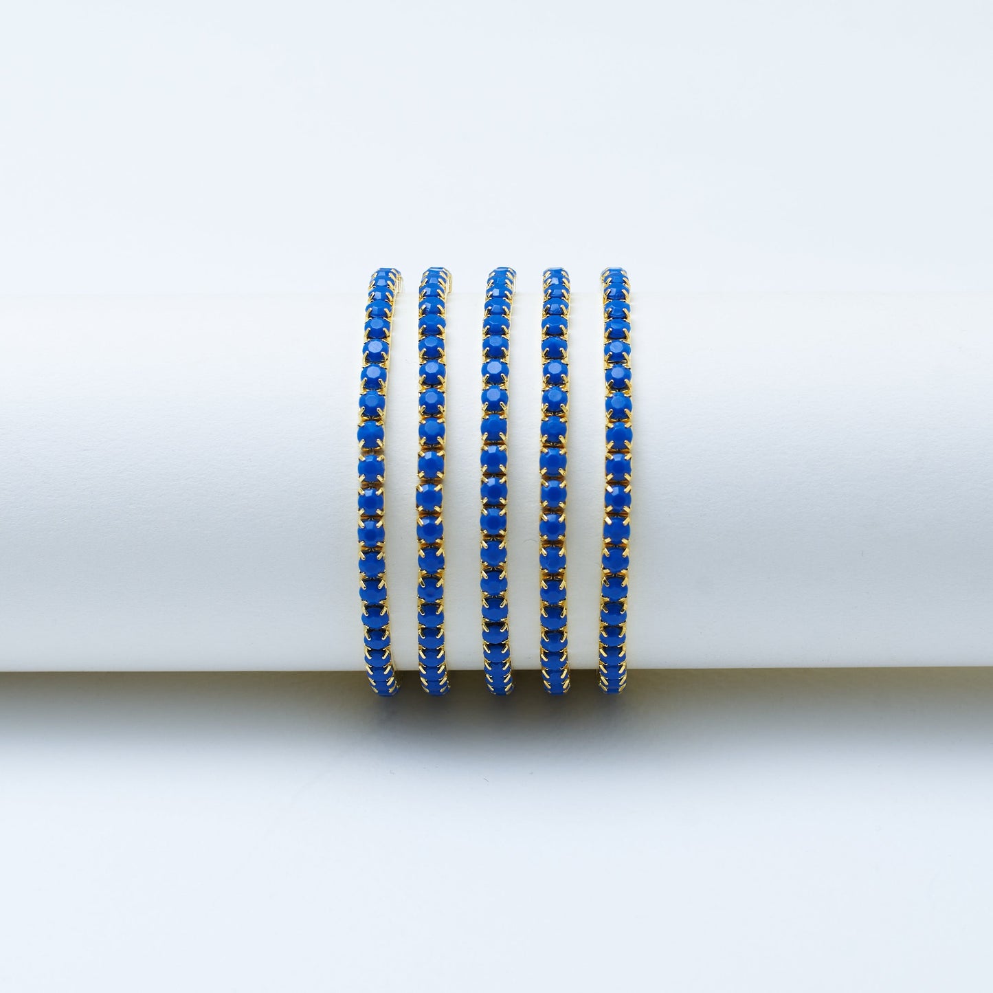 Set of 5 Blue Zircon Stackable Bands Salty