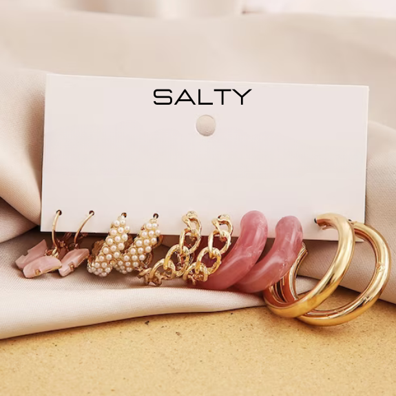 Set of 5 Champagne Golden Hoop Set Salty
