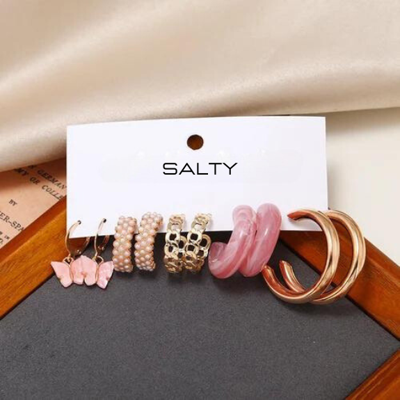 Set of 5 Champagne Golden Hoop Set Salty