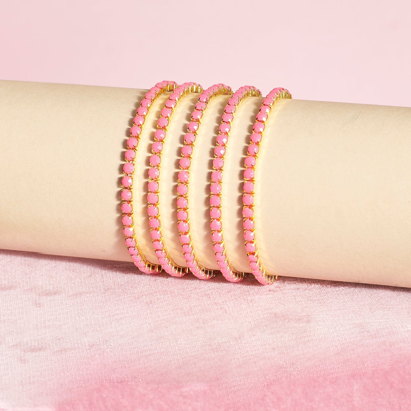 Set of 5 Pretty Pink Stackable Bands Salty