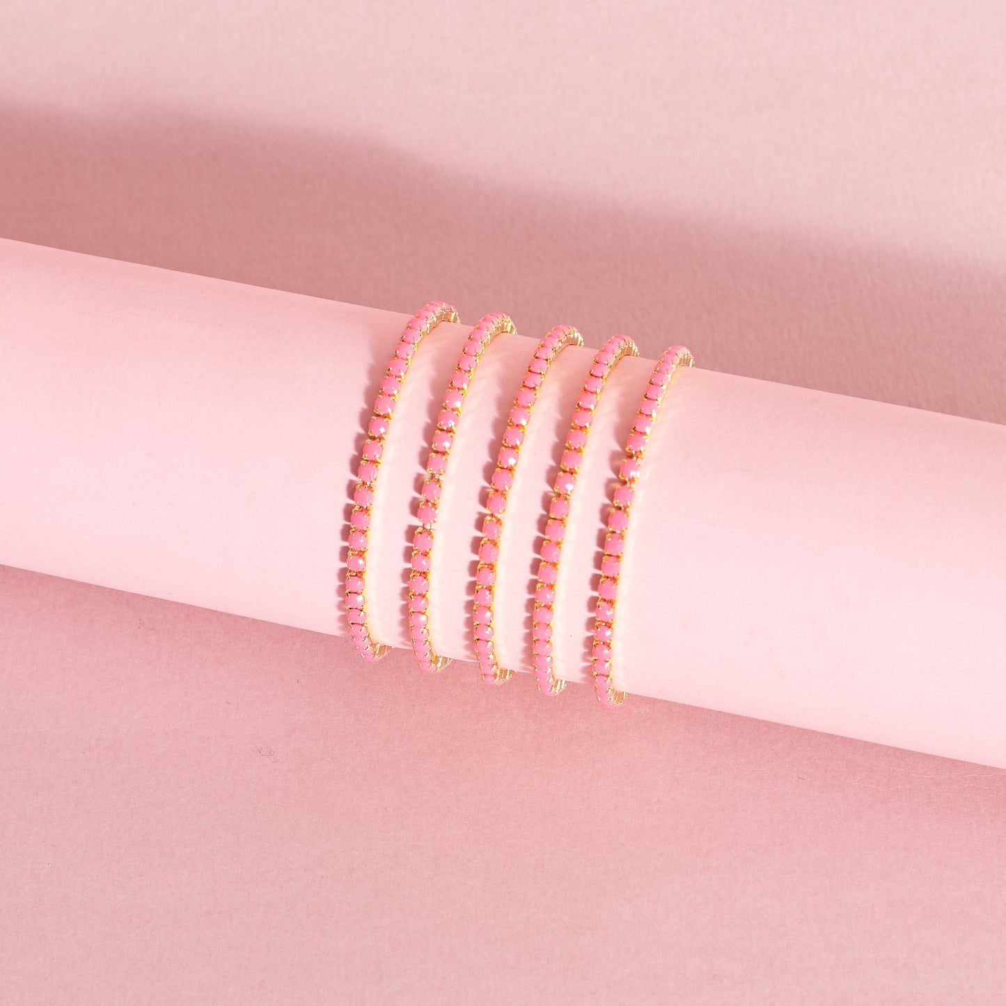 Set of 5 Pretty Pink Stackable Bands Salty