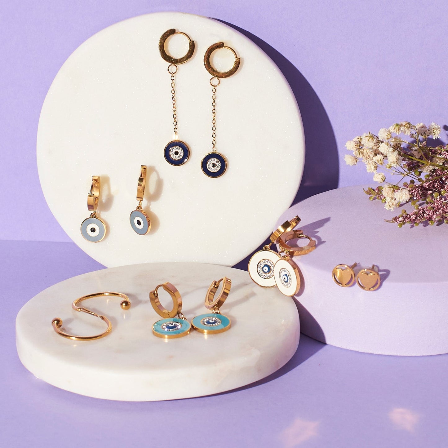 Set of 6 Gold Protection Earrings Salty