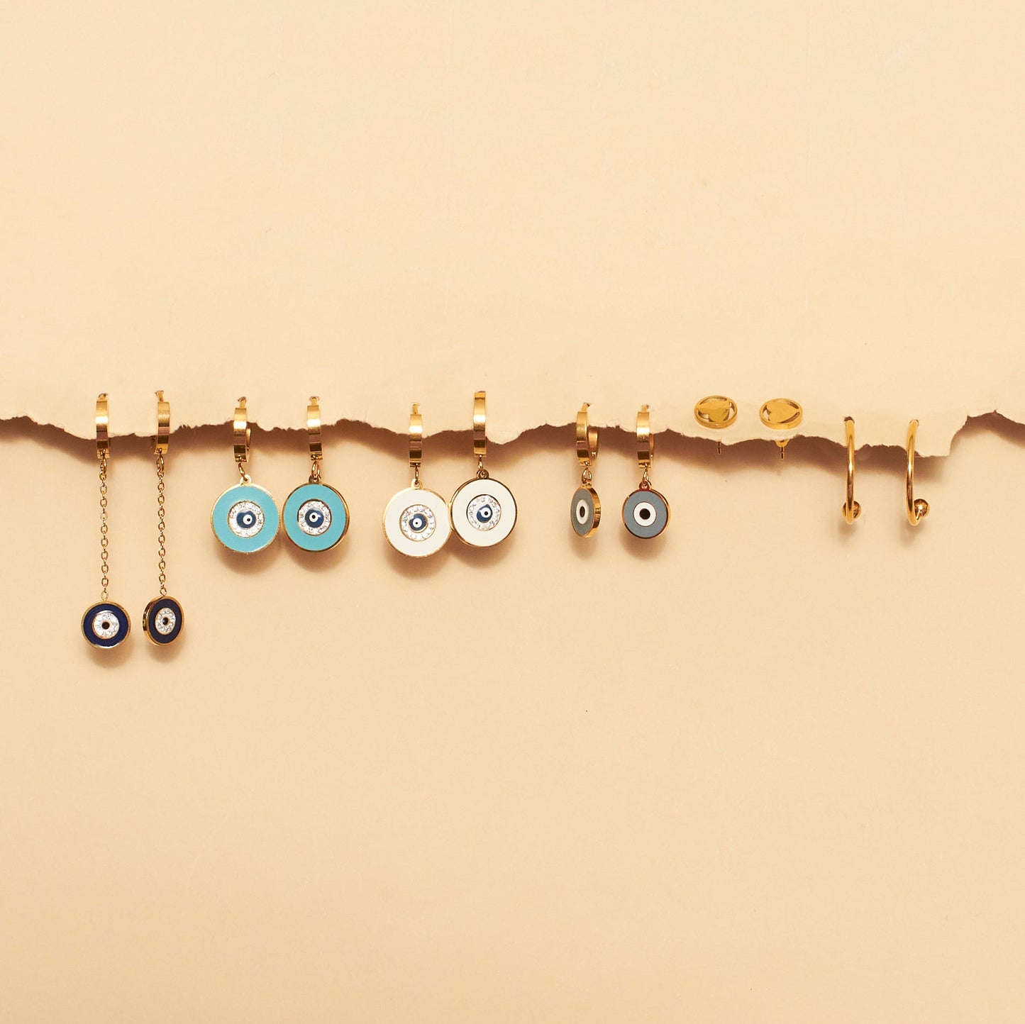 Set of 6 Gold Protection Earrings Salty