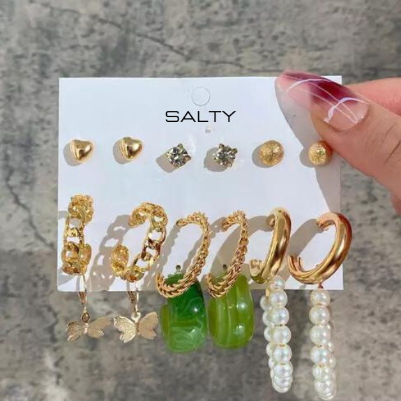 Set of 9 Boho Breeze Hoop Set Salty