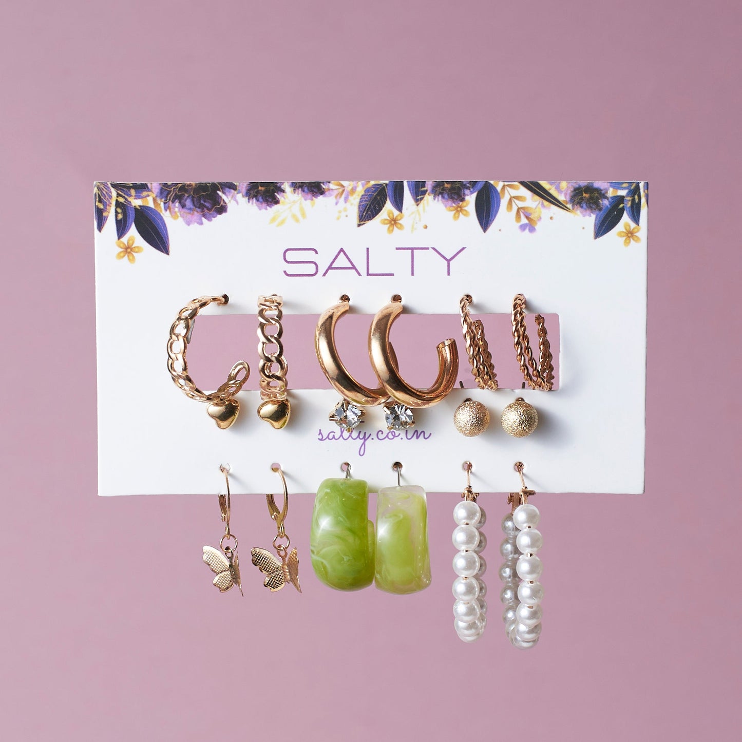 Set of 9 Boho Breeze Hoop Set Salty