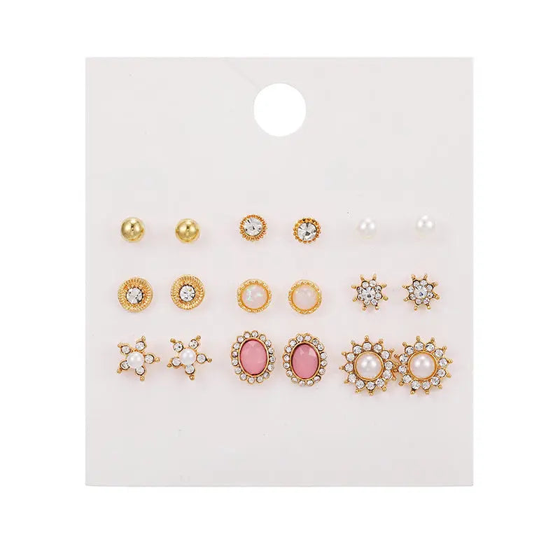Stunner Set of 9 Designer Stud Earrings