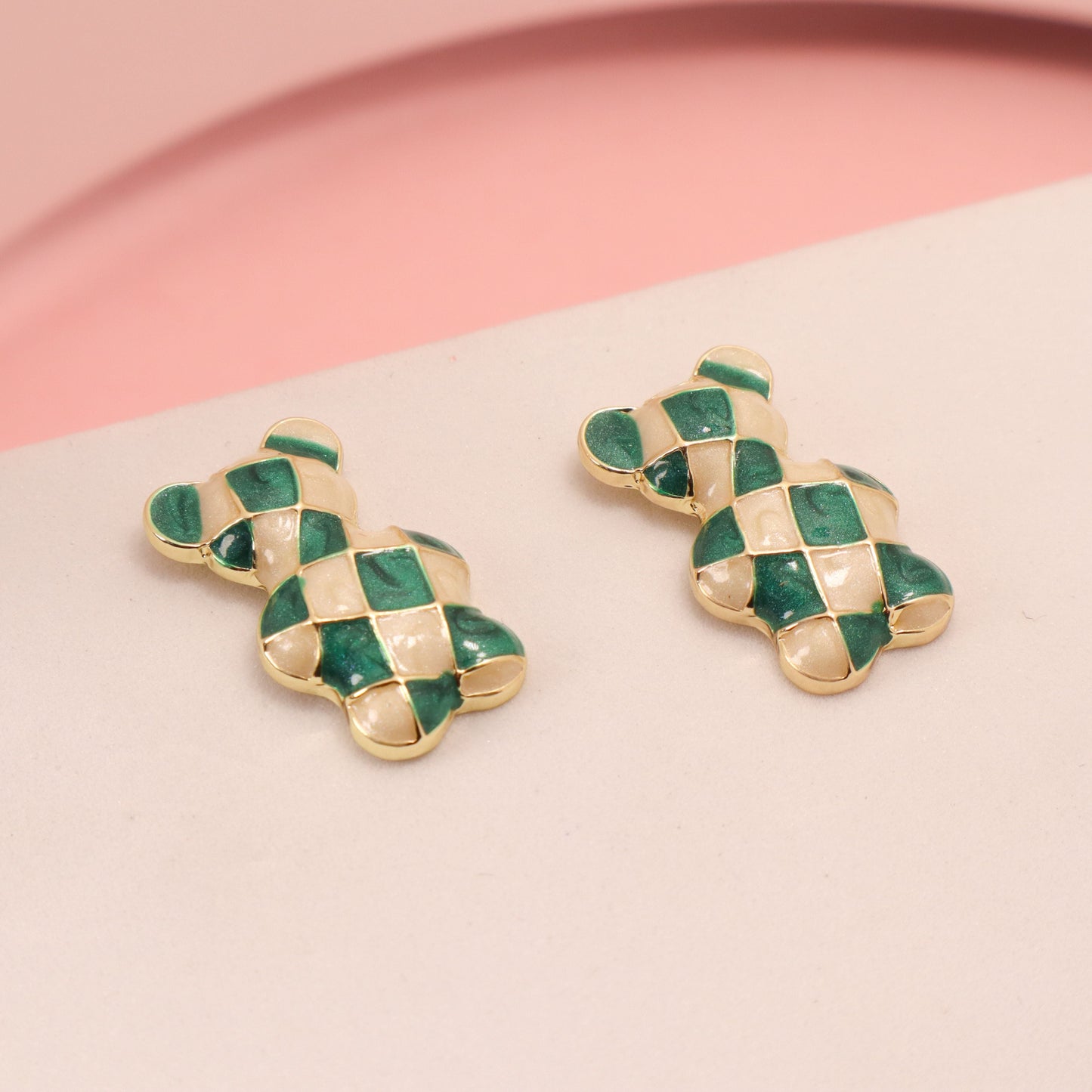 Teddy Green & White Earrings