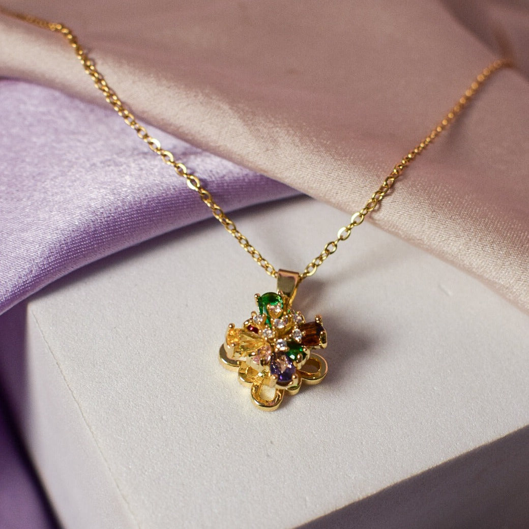 Timeless Opulence Gold Kaleidoscope Spinning Necklace Salty