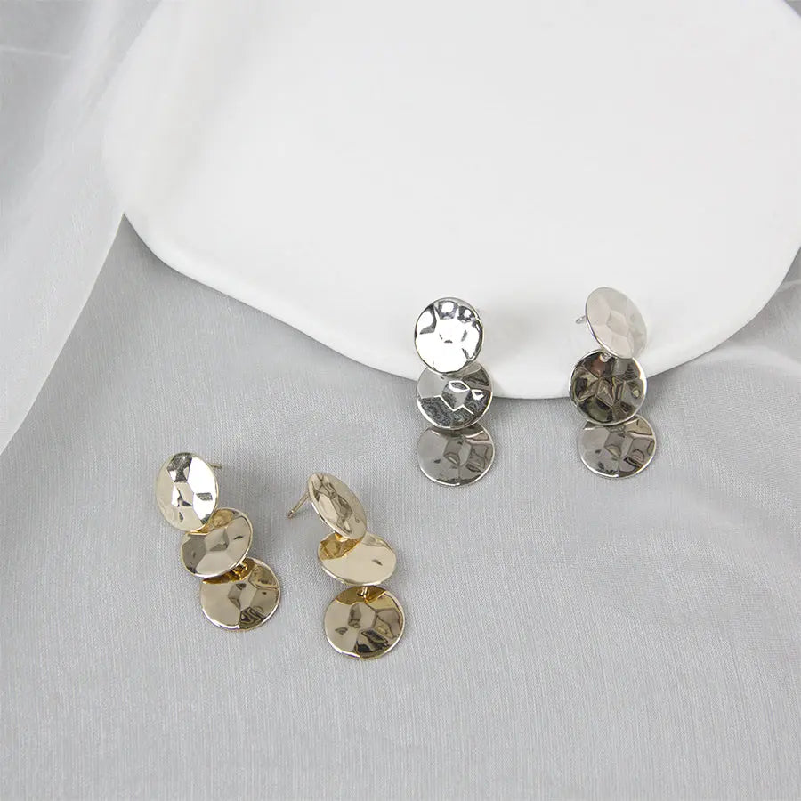 Trendy Statement Faceted Eardrop Earrings - Gold