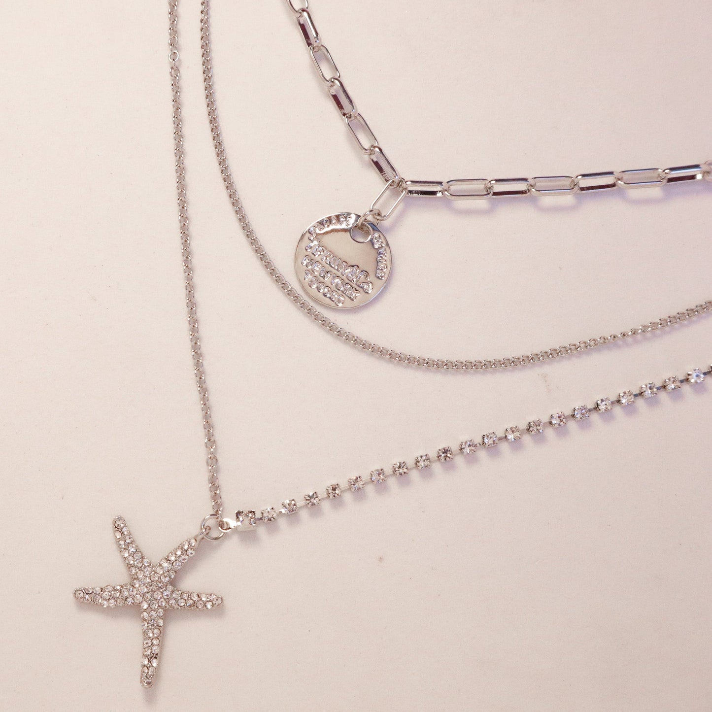 Triple Layered Jellyfish Charm Necklace - Silver
