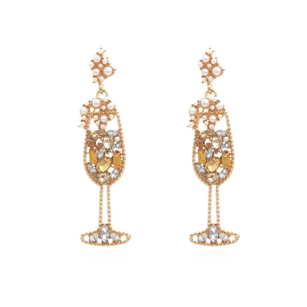 Pearl Wineglass Long Earrings